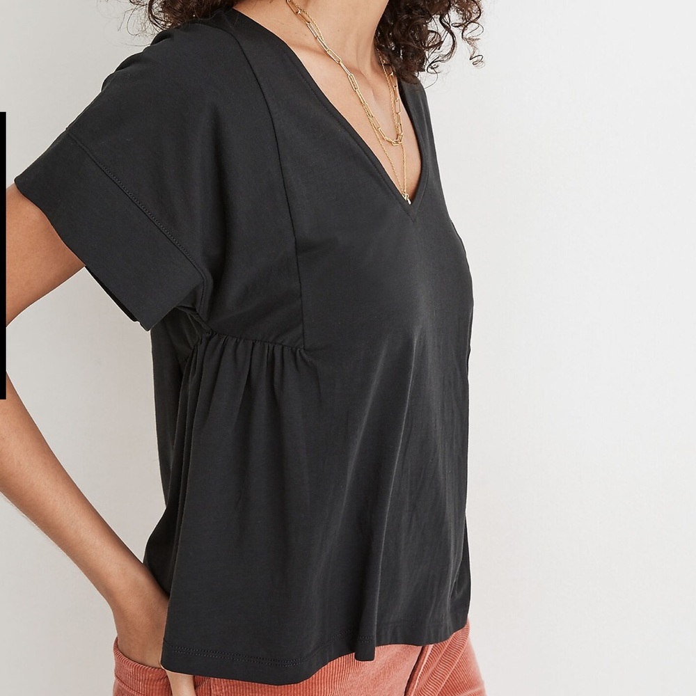 Madewell black soft flutter sleeve tee, size large